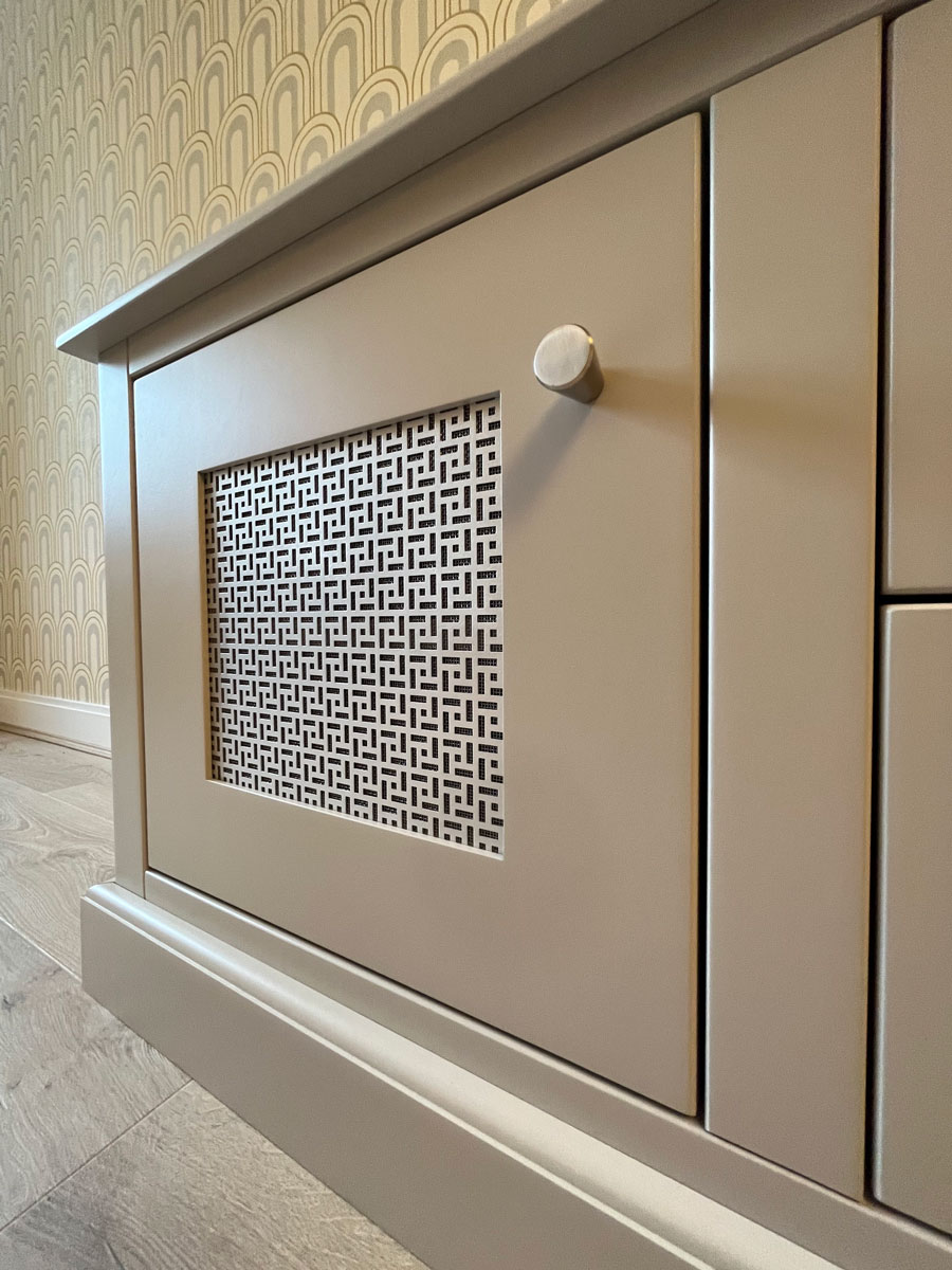 Silver anodised wardrobe grille