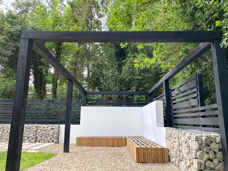 black timber framed boundary