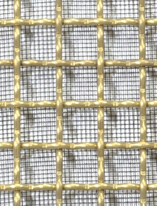 Crimped mesh 1X1 12.5 X 12.5 BRASS2.5 SQUAREBLACKmesh cut to size