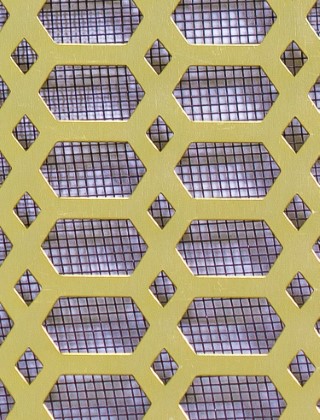 Slot & Diamond Gold anodised 2 X 1m with black backing mesh