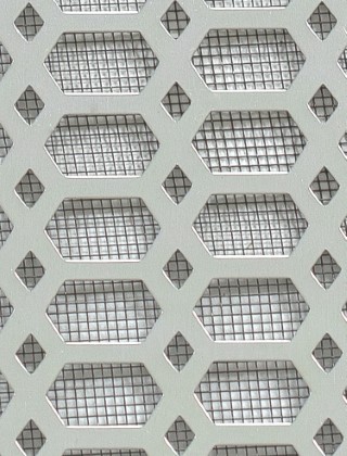 Slot & Diamond Silver anodised 2 X 1m with black backing mesh