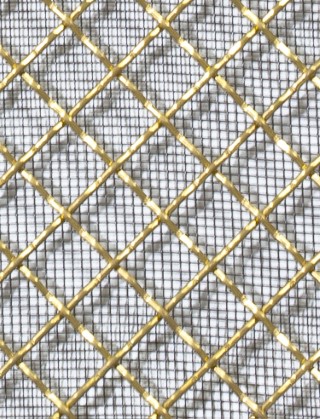Crimped mesh 1X.665 10X10 BRASS1.5 DIAMONDBLACKmesh