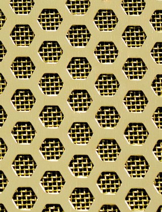 Honeycomb Gold anodised 2 X 1m with brass backing mesh cut to size
