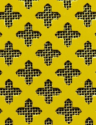 Small Cross Gold anodised 1X1m with brass backing mesh cut to size