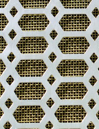 Slot & Diamond Silver anodised 2 X 1m with brass backing mesh