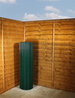green pvc weldmesh 1 x 1 16G 4ft x 30m