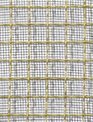 Crimped mesh 1X.665 10X10 BRASS1.2 SQUAREBLACKmesh