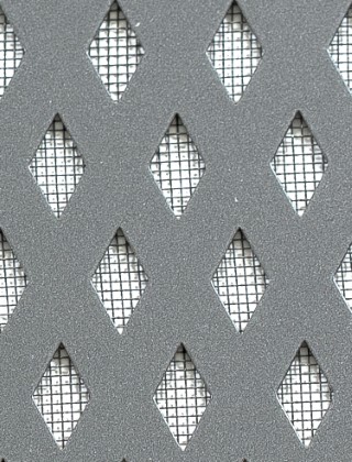 Small Diamond pewter 1X1m with black backing mesh cut to size