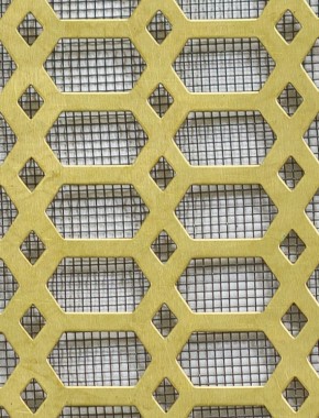 Slot & Diamond brass 2 X 1m with black backing mesh cut to size 0