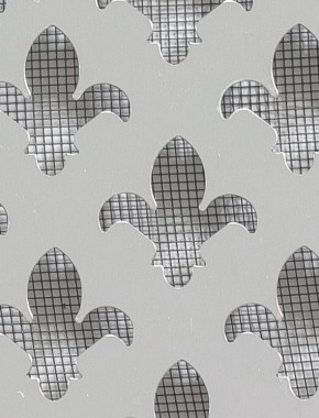 Fleur De Lys Silver anodised 1X1m with black backing mesh cut to size
