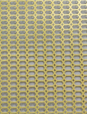 Slot & Diamond brass 2 X 1m with black backing mesh cut to size 1