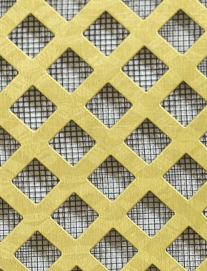 Lattice brass 2 X 1m with black backing mesh cut to size