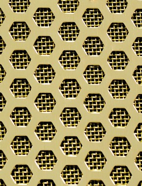 Honeycomb Gold anodised 2 X 1m with brass backing mesh cut to size 0