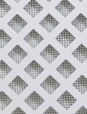 Lattice Silver anodised 2 X 1m with black backing mesh cut to size