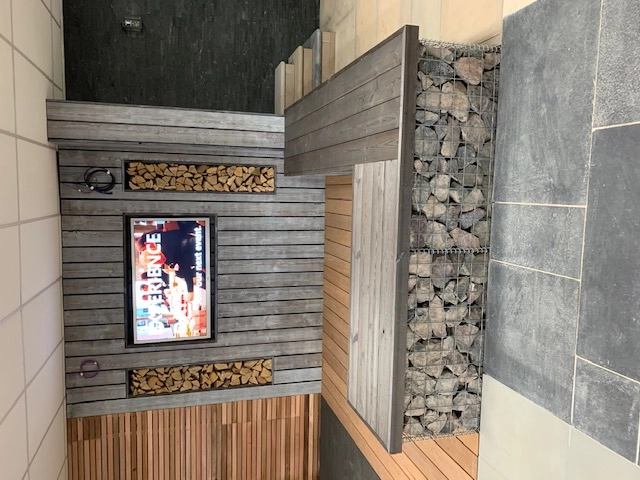 Gabion Bench in showroom