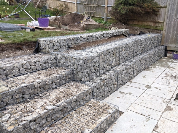 gabion framed patio