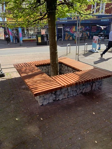 Wooden top street bench
