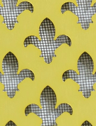 Fleur De Lys Gold anodised 2 X 1m with black backing mesh cut to size