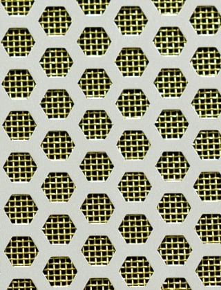 Honeycomb Silver anodised 1X.665m with brass backing mesh cut to size
