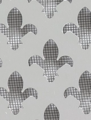 Fleur De Lys Silver anodised 1X1m with black backing mesh cut to size