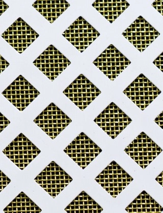 Lattice Silver anodised 1X1m with brass backing mesh cut to size
