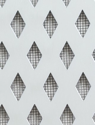 Small Diamond Silver anodised 1X1m with black backing mesh cut to size
