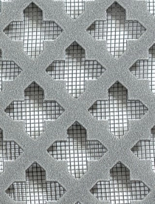 Fancy Cross pewter 1X1m with black backing mesh cut to size