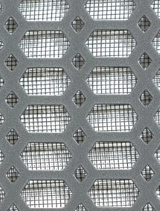 Slot & Diamond pewter 1X.665m with black backing mesh cut to size
