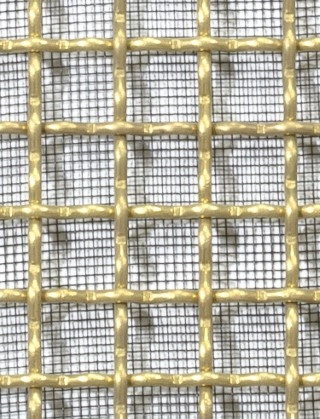 Crimped mesh 1X1 12.5 X 12.5 BRASS2.5 SQUAREBLACKmesh cut to size