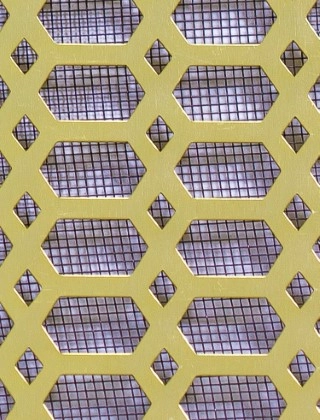 Slot & Diamond Gold anodised 1X.665m with black backing mesh cut to size
