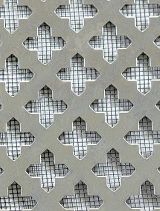 Small Cross stainless 1X.665m with black backing mesh cut to size