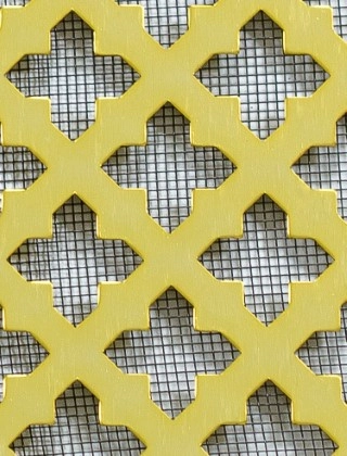 Fancy Cross Gold anodised 1X.665m with black backing mesh cut to size