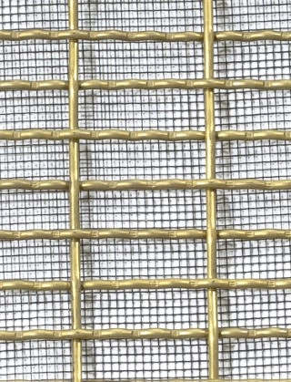 Crimped mesh 1X1 25 X 8 BRASS2 SQUAREBLACKmesh cut to size