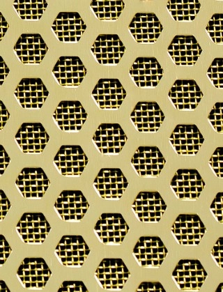 Honeycomb Gold anodised 2 X 1m with brass backing mesh cut to size