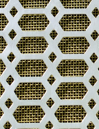 Slot & Diamond Silver anodised 1X1m with brass backing mesh cut to size