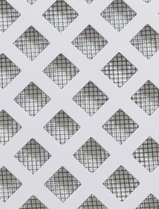 Lattice Silver anodised 1X1m with black backing mesh cut to size