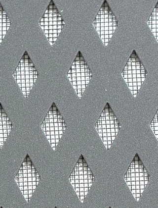 Small Diamond pewter 1X.665m with black backing mesh