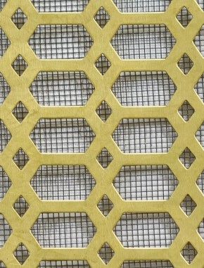 Slot & Diamond brass 2 X 1m with black backing mesh cut to size 0
