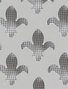 Fleur De Lys Silver anodised 2 X 1m with black backing mesh cut to size