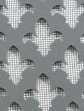 Fleur De Lys pewter 1X.665m with black backing mesh cut to size 0