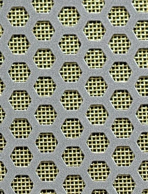 Honeycomb pewter 1X1m with brass backing mesh cut to size 0