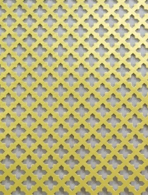 Fancy Cross brass 1X.665m with black backing mesh cut to size 1