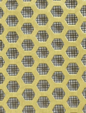 Honeycomb brass 2 X 1m with black backing mesh cut to size 0