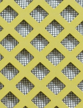 Lattice Gold anodised 2 X 1m with black backing mesh cut to size