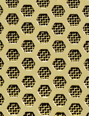 Honeycomb Gold anodised 2 X 1m with brass backing mesh cut to size 0