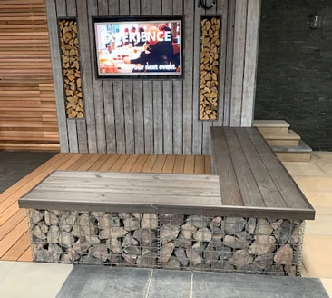 Gabion bench for shop showroom