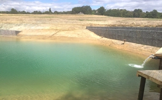 Lake and resevoir created using gabion baskets.