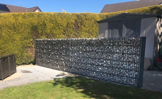 Green gabion fence