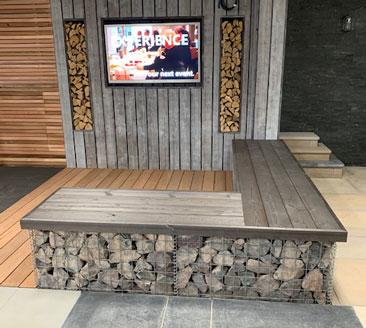 Gabion bench for shop showroom